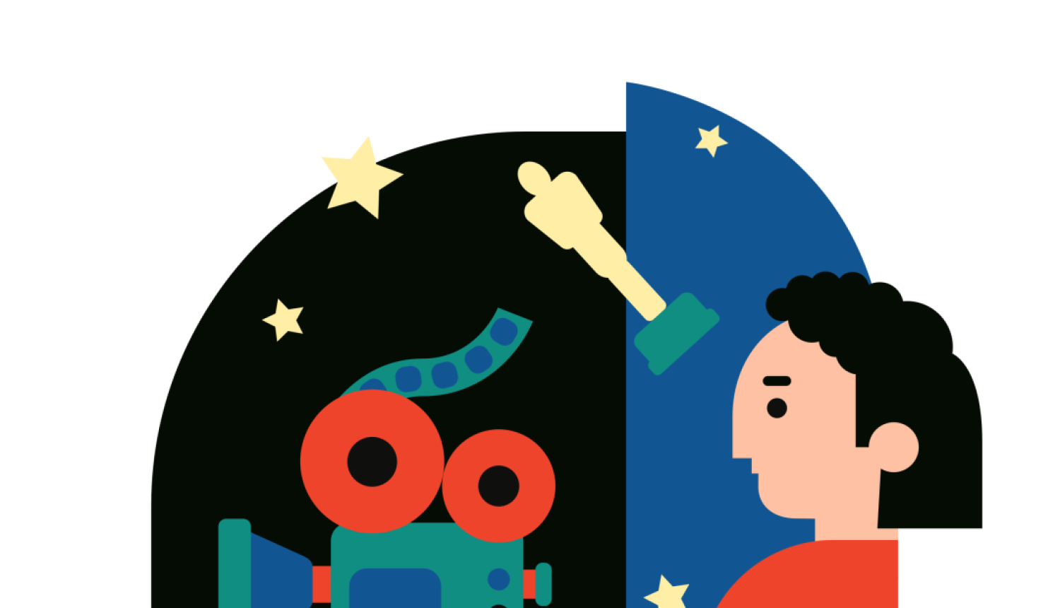 Ilustrācija - zīmējumā cilvēks pie kameras