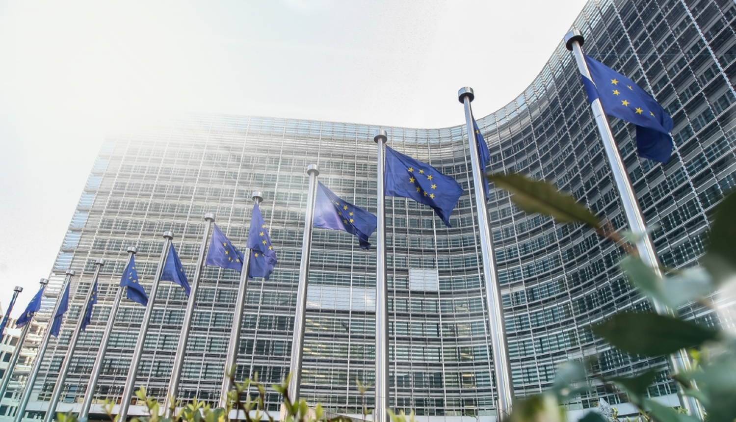 ES karogi Briselē pie Eiropas parlamenta ēkas