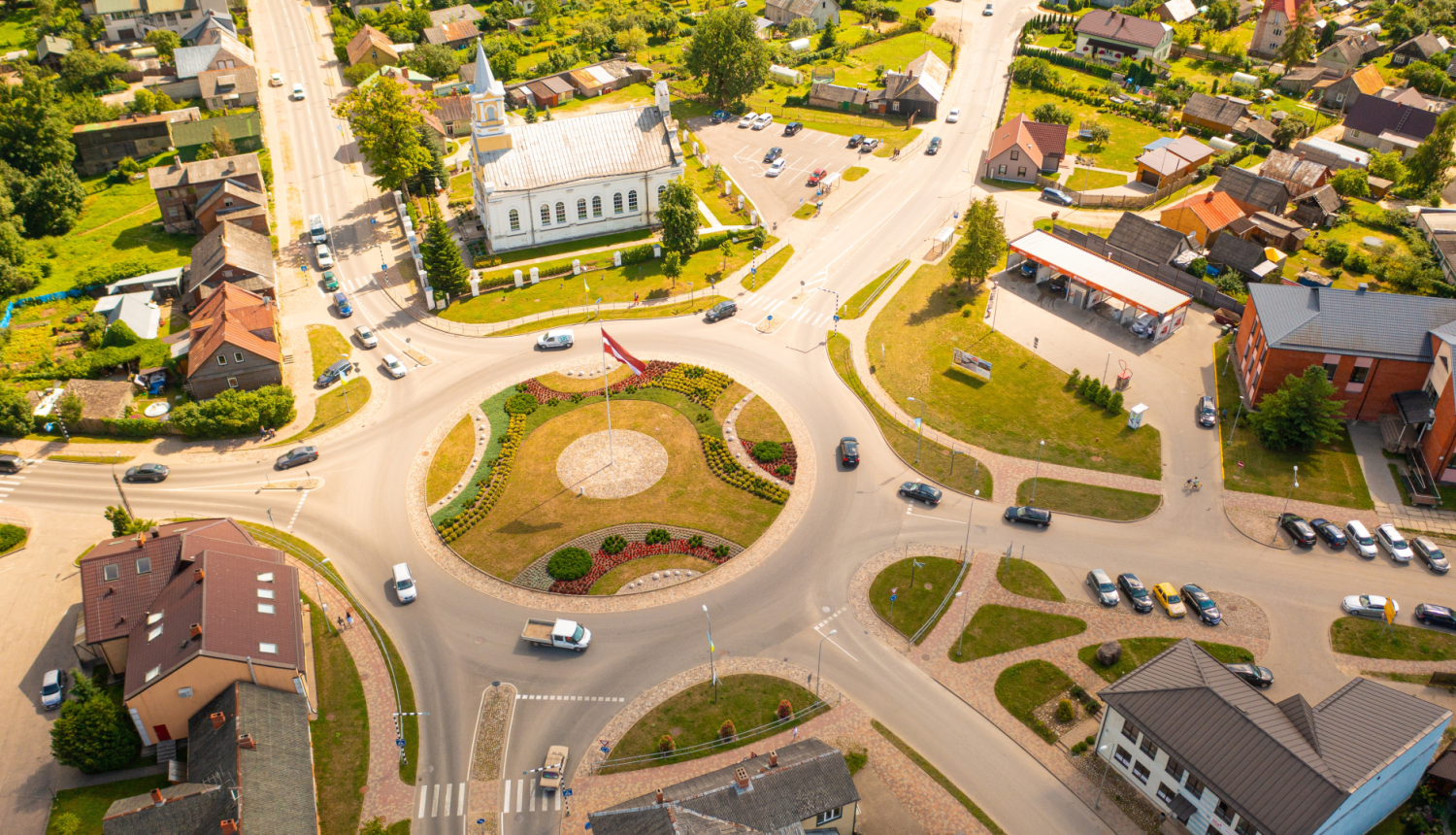 Skats no gaisa uz Jēkabpils centru
