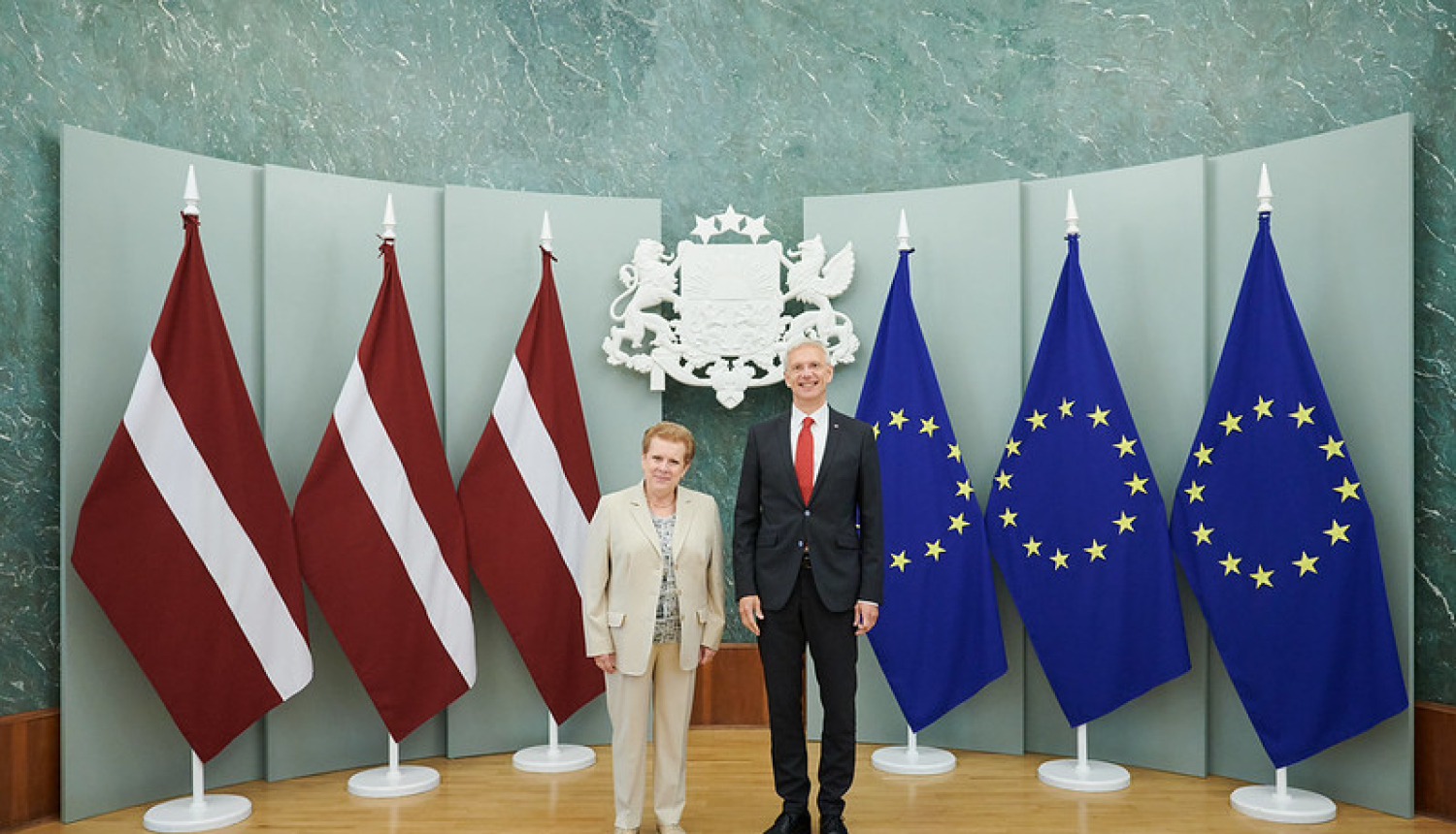 Krisjānis Kariņš un Katerina Trautmane