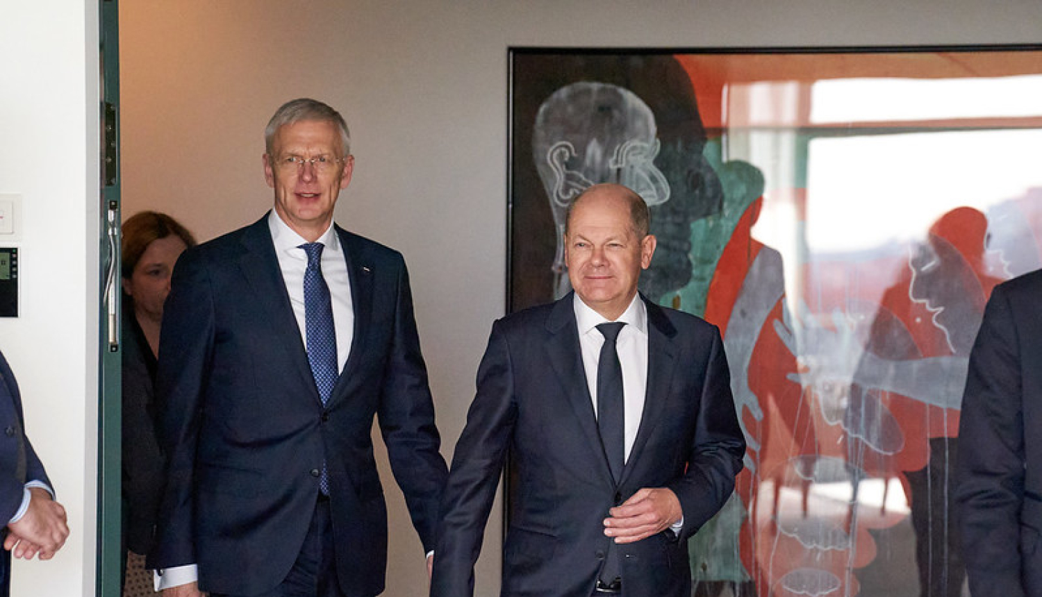 Foto: Ministru prezidents Krišjānis Kariņš un Vācijas kanclers Olafs Šolcs