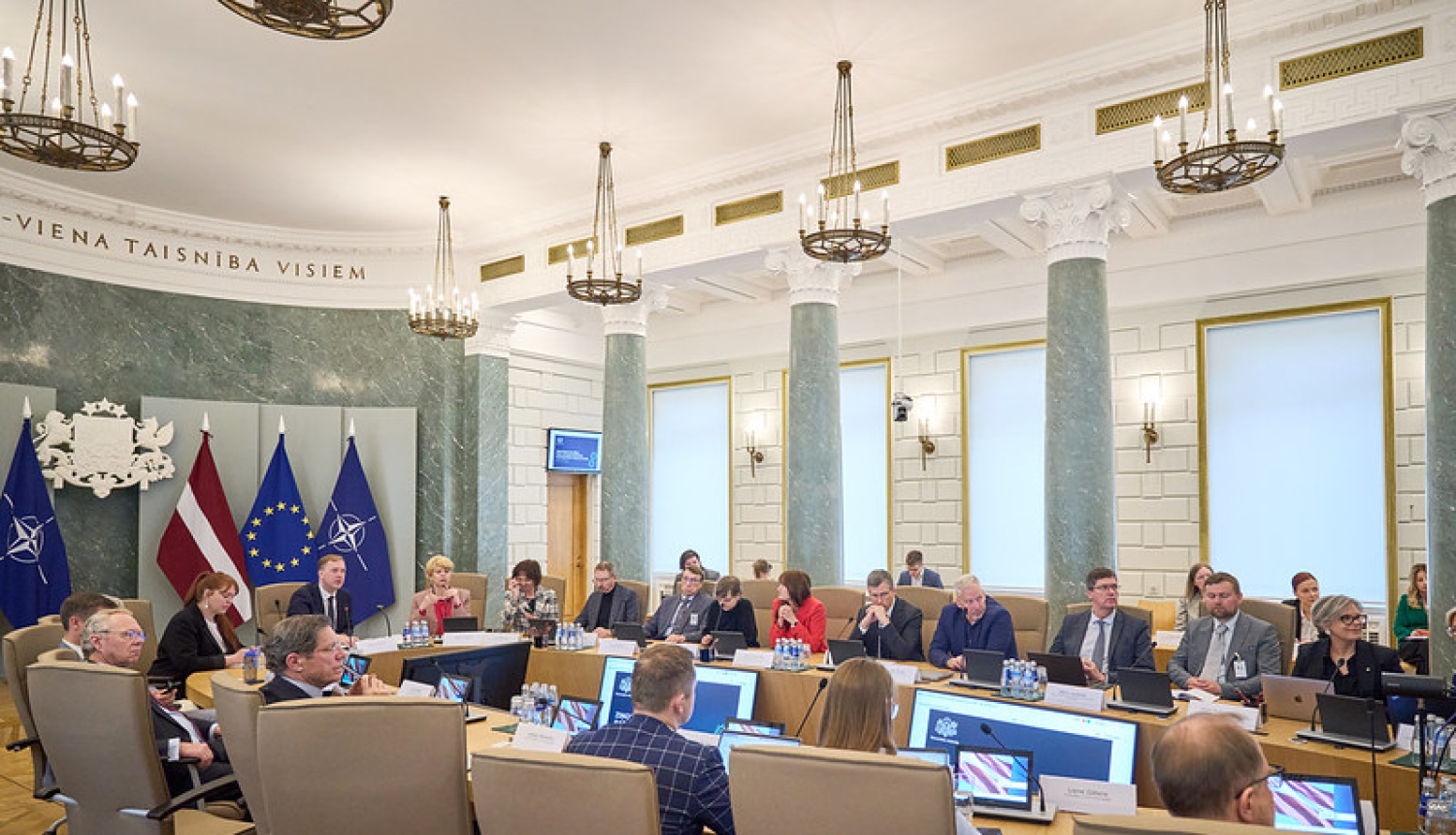 Latvijas Pētniecības un inovācijas stratēģiskās padomes sēde Ministru kabineta Zaļajā zālē. 