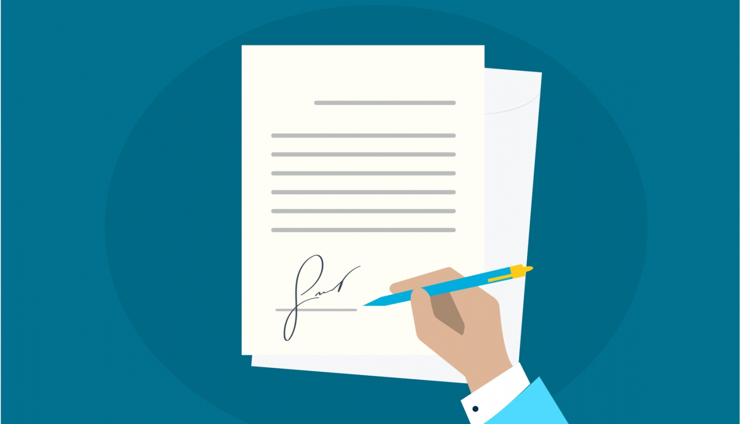 Cilvēks paraksta dokumentu