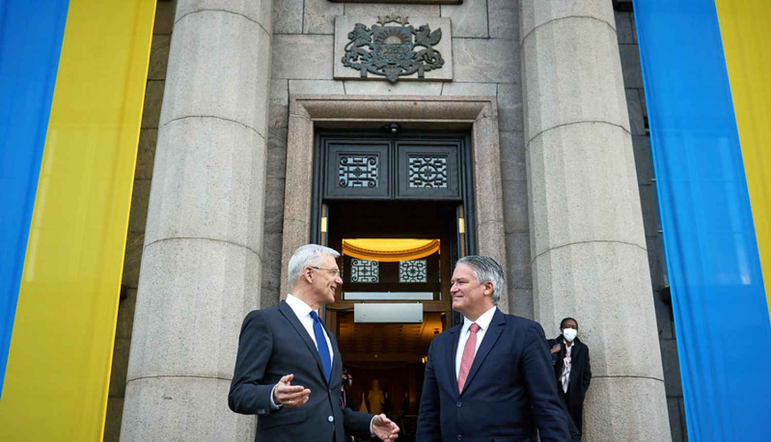 Premjerministrs Krišjānis Kariņš un (OECD) ģenerālsekretārs Matiass Kormans