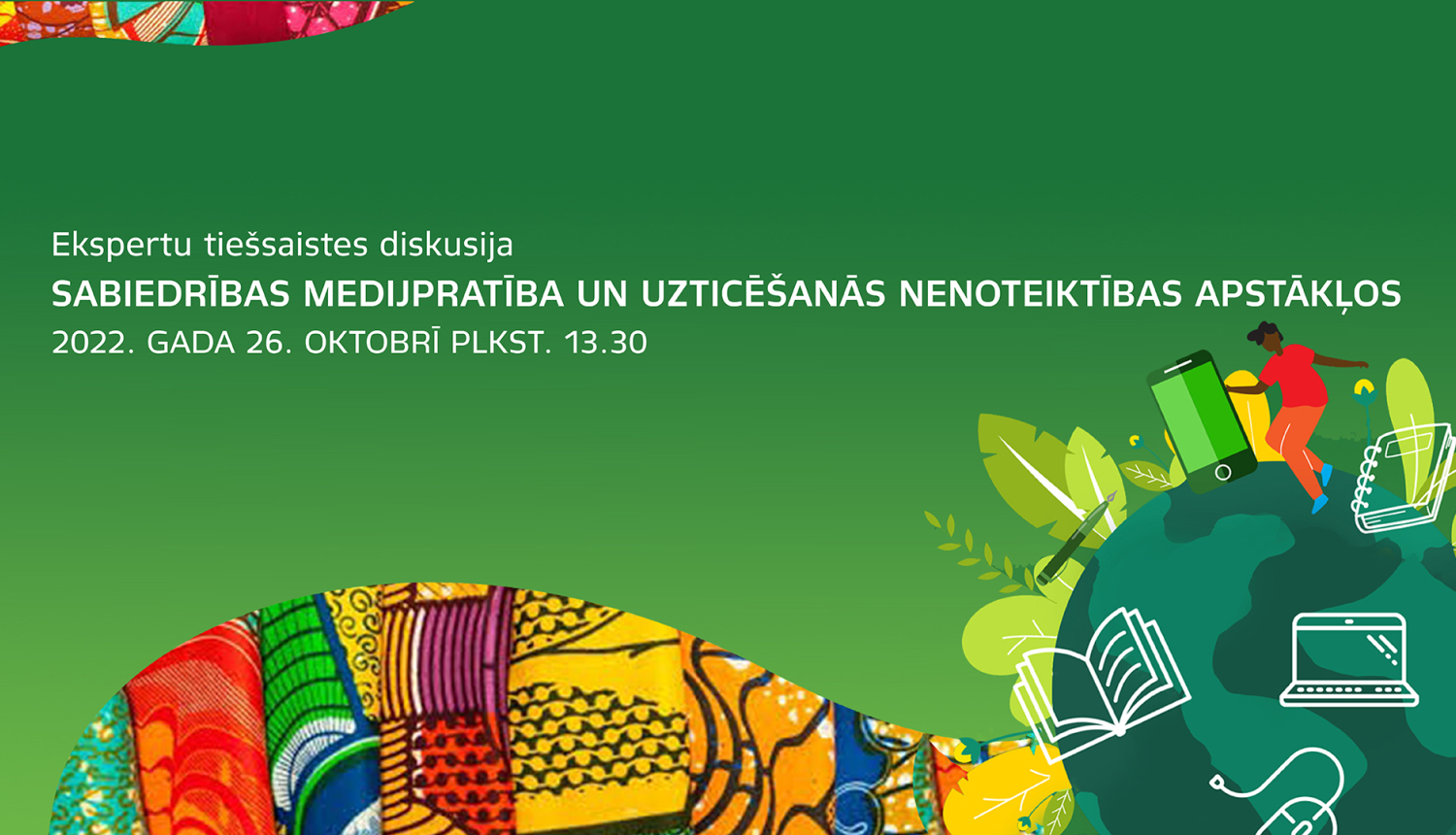 Zīmējums: cilvēks dejo uz zaļas zemeslodes