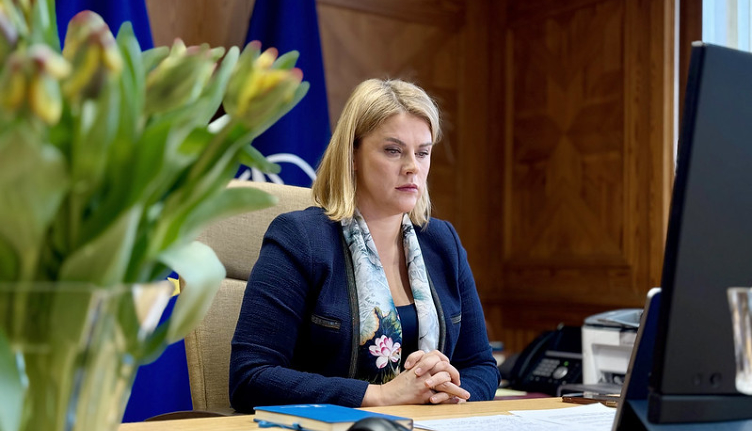 Ministru prezidente Evika Siliņa video konferences sazvanā