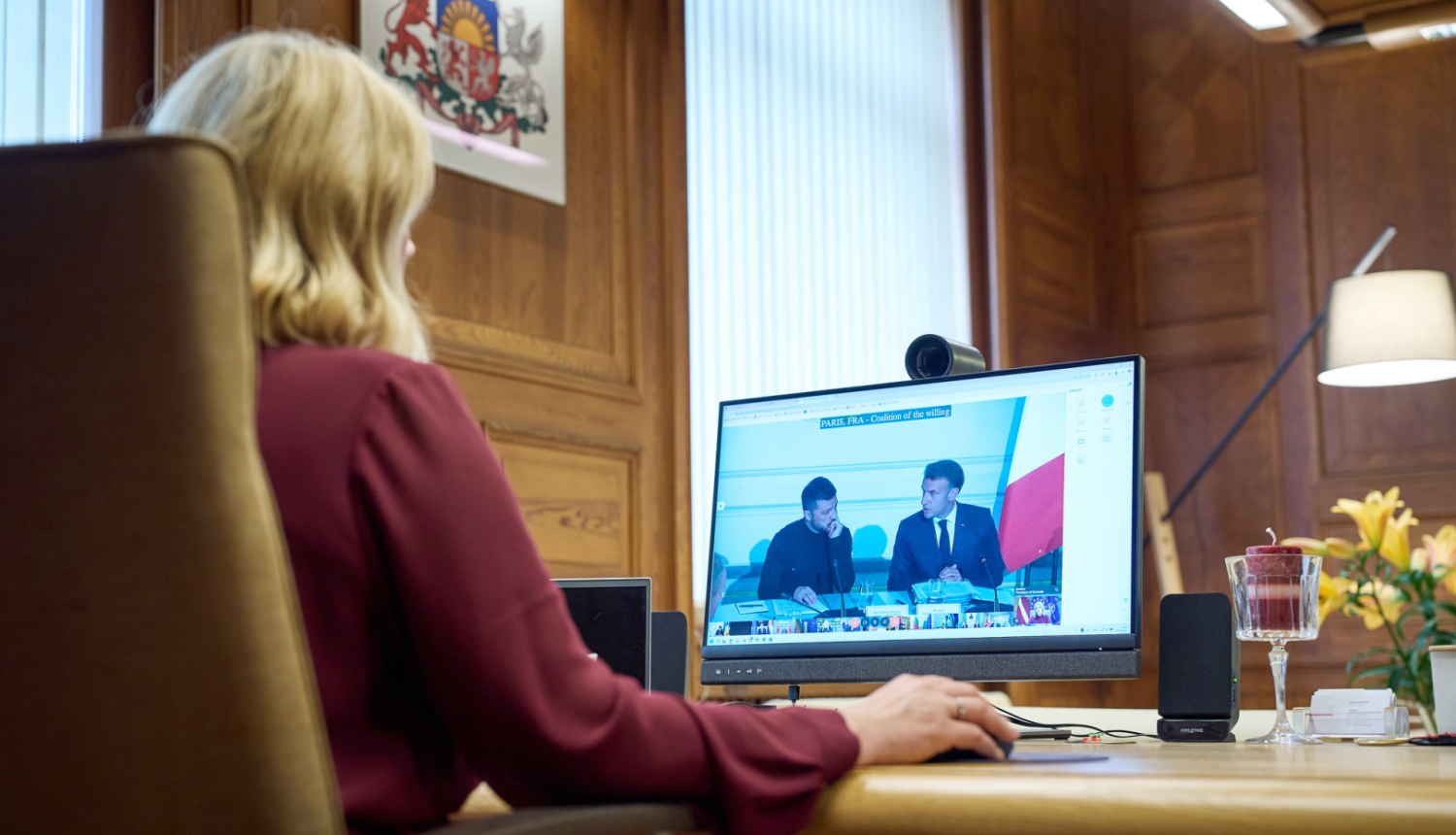 Ministru prezidente Evika Siliņa piedalās labas gribas koalīcijas videosarunā