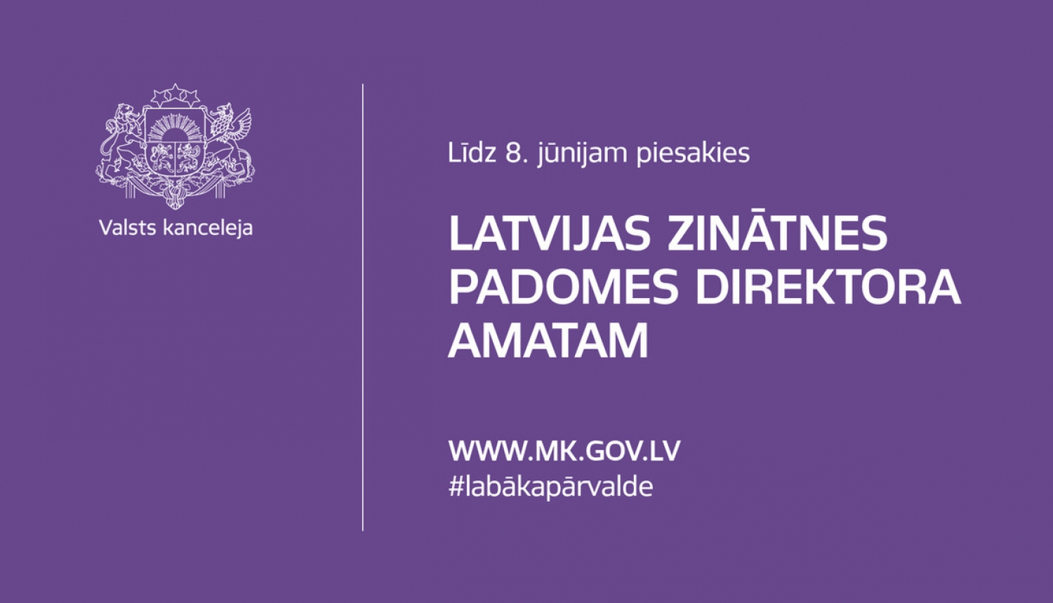 Atklātā konkursā izraudzīsies Latvijas Zinātnes padomes direktoru