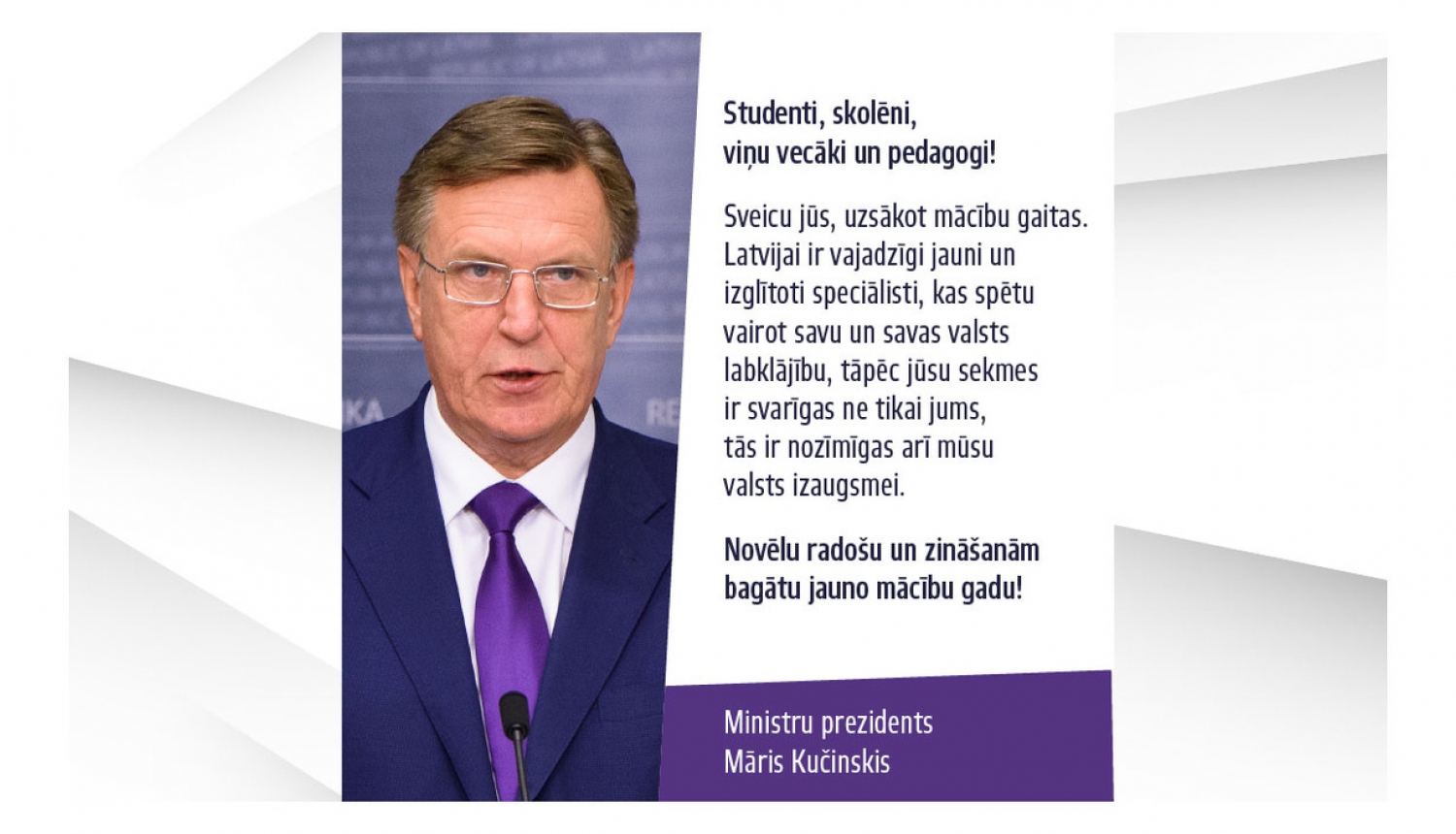 Ministru prezidenta apsveikums pedagogiem, uzsākot jauno mācību gadu