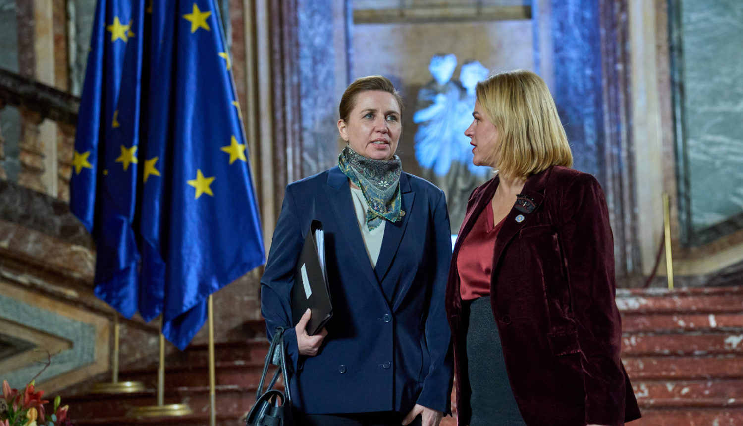 Ministru prezidente Evika Siliņa un Dānijas premjerministre Mete Frederiksena