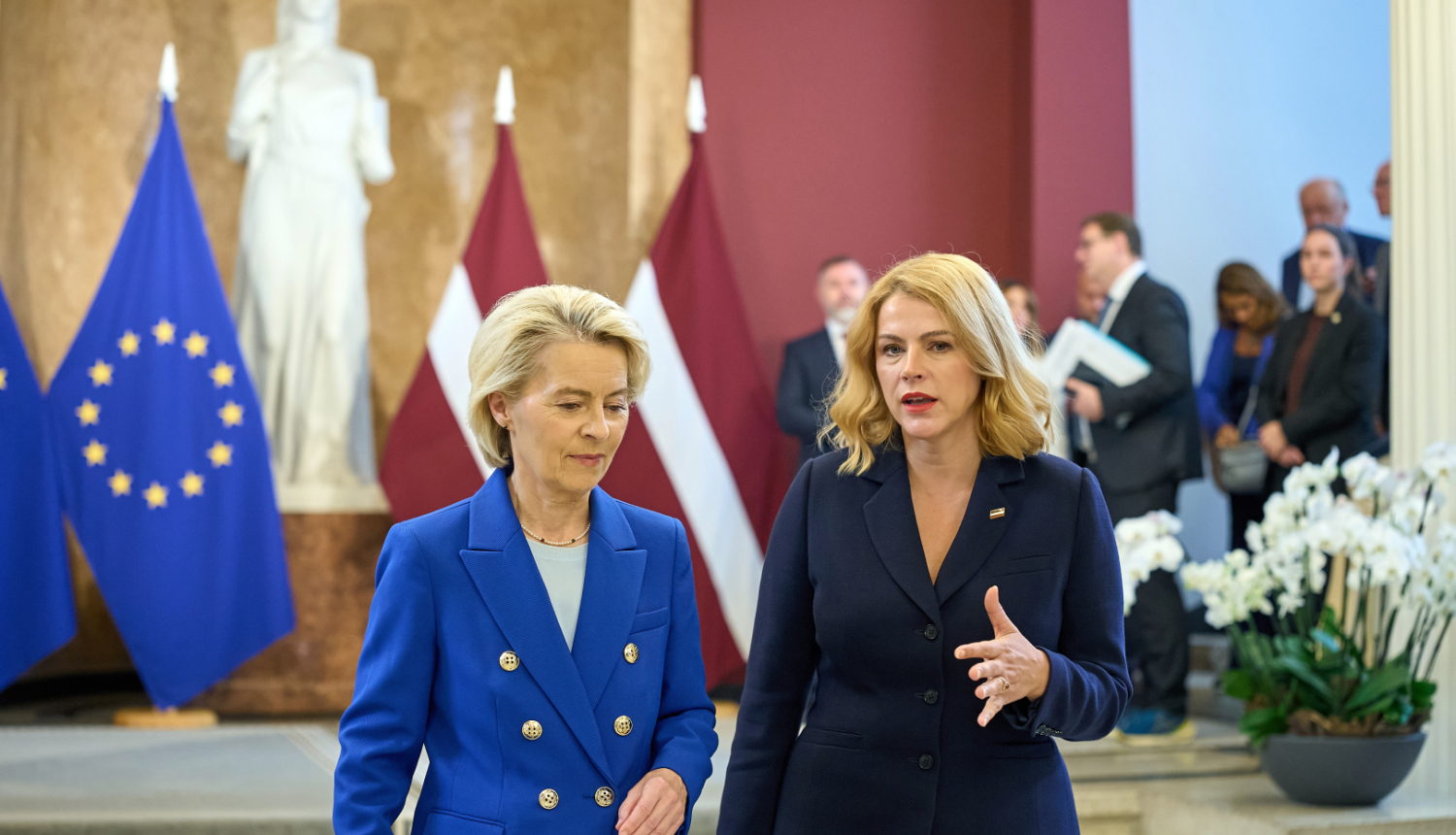 Ministru prezidente Evika Siliņa un Eiropas Komisijas priekšsēdētāja Urzula fon der Leiena