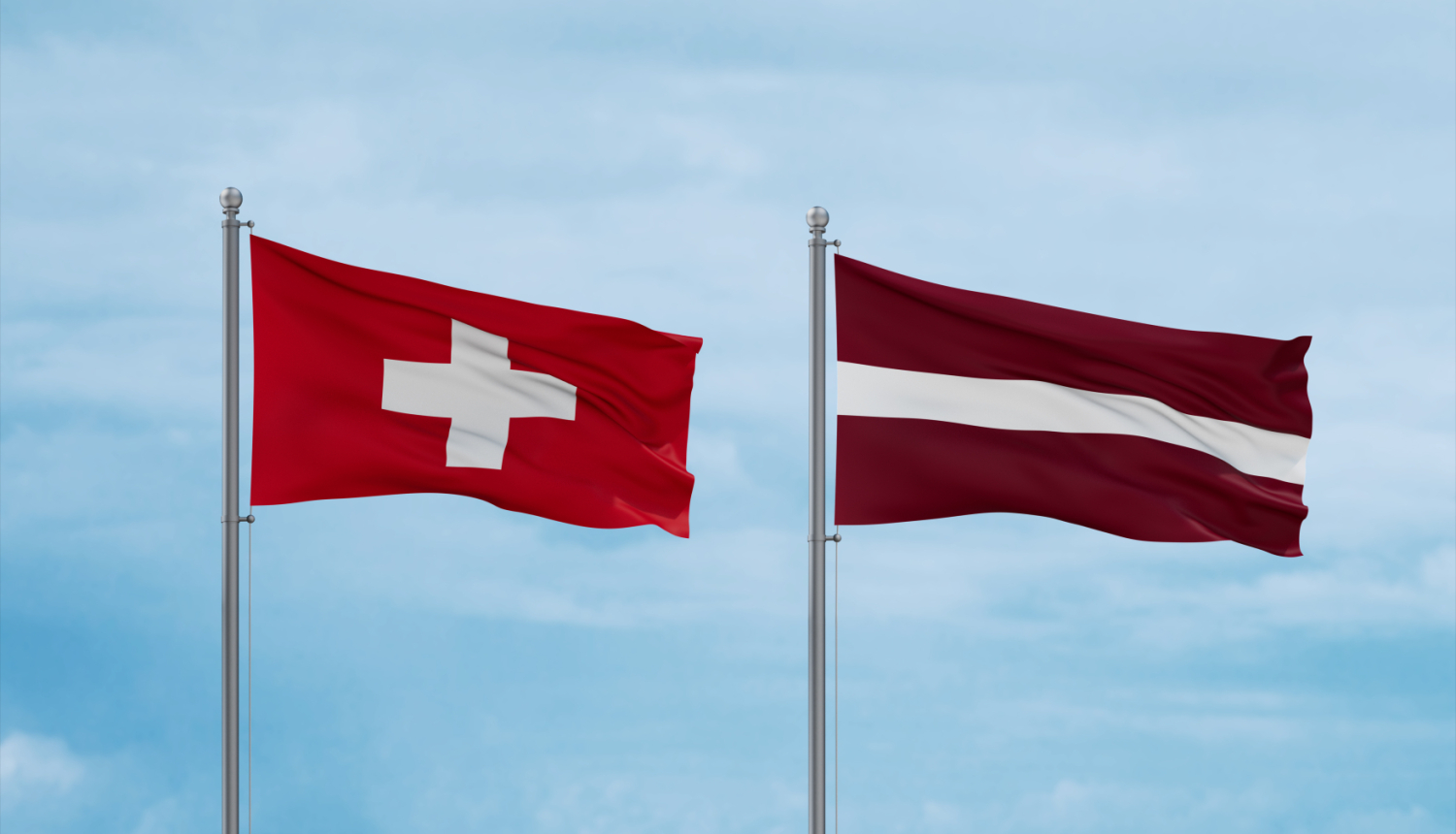Latvijas un Šveices karogs