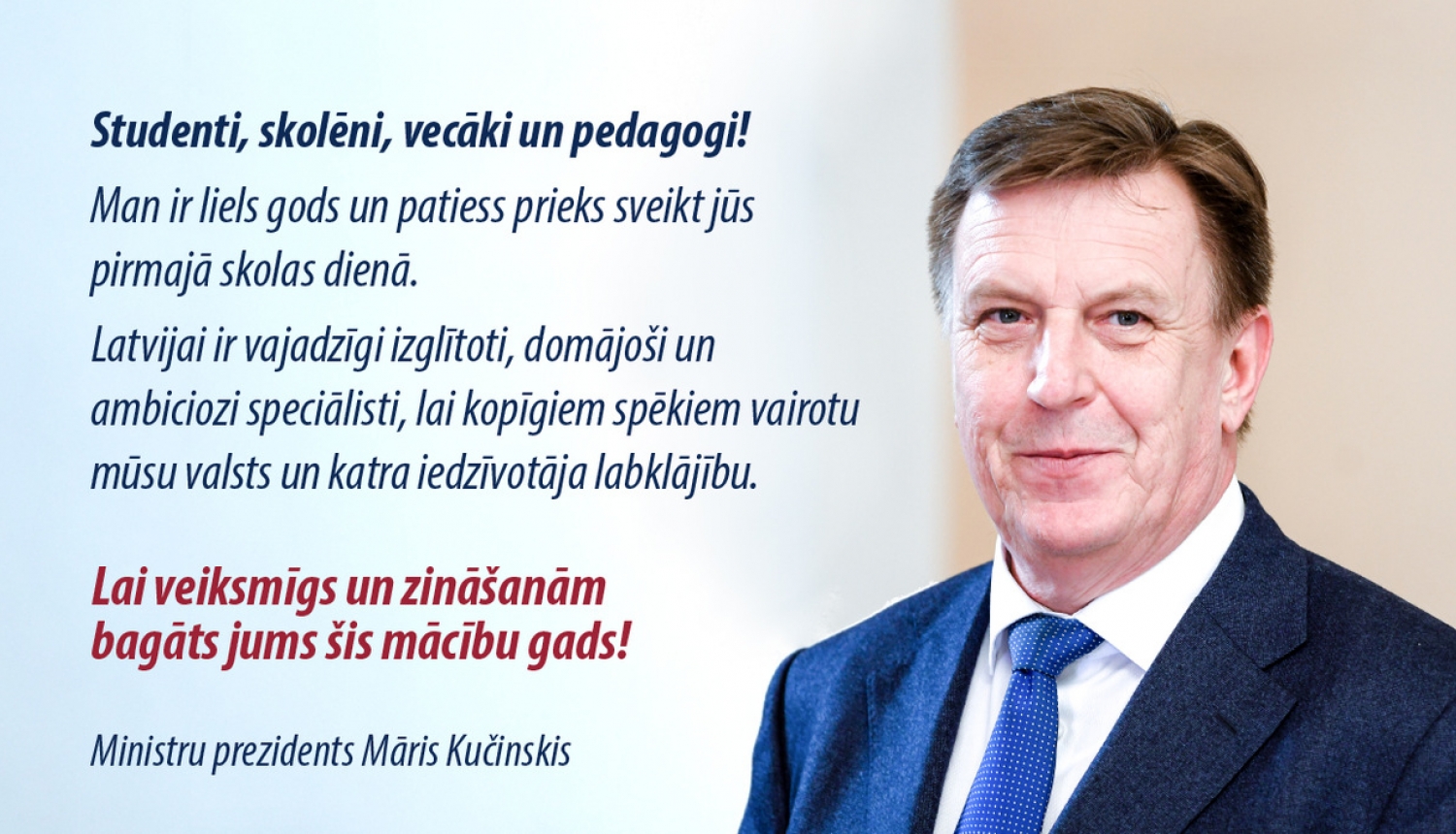 Ministru prezidenta apsveikums 1. septembrī