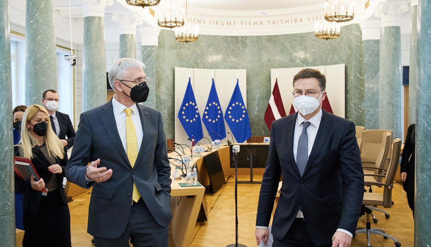 Ministru prezidents Krišjānis Kariņš tiekas ar Eiropas Komisijas priekšsēdētājas izpildvietnieku Valdi Dombrovski