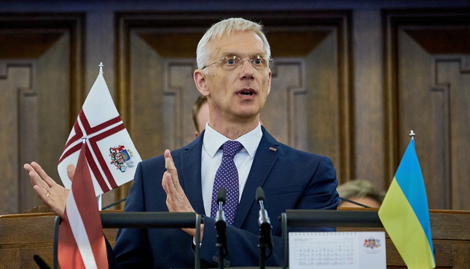Ministru prezidents Krišjānis Kariņš uzrunā Saeimas deputātus par godu Latgales kongresa dienai