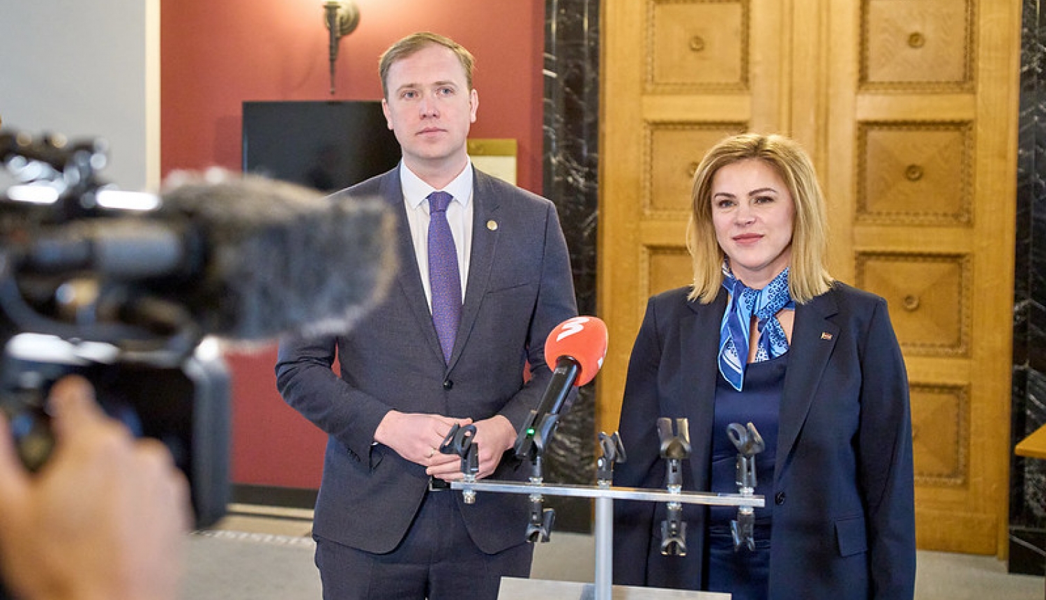 Ekonomikas ministrs Viktors Valainis un Ministru prezidente Evika Siliņa